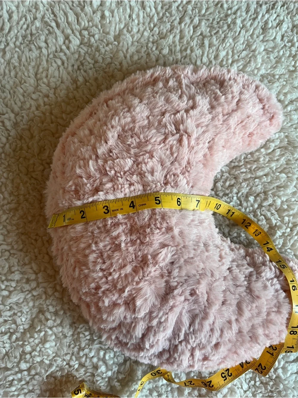 Plush Faux Fur Fluffy Crescent Moon Pillow - Soft Pink